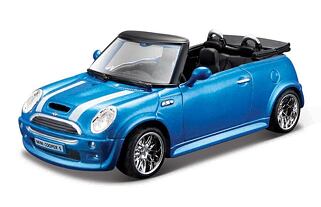 Bburago - Auta HOBBY, MINI COOPER S Cabriolet, modrá metalíza,1:32