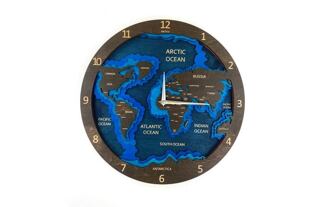 BusyKids Nástěnné hodiny Mapa světa tmavé