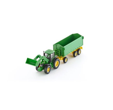 SIKU Farmer 1843 - John Deere s čelním nakladačem a přívěsem 1:87