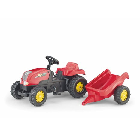 Šlapací traktor Rolly Kid s vlečkou - červený