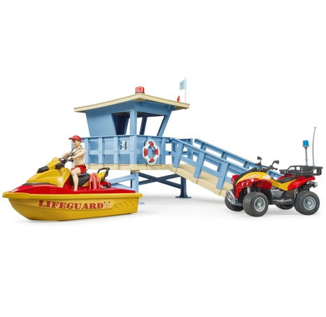 Bruder 62780 BWORLD Věž pobřežní hlídky se čtyřkolkou, vodním skútrem a figurkou