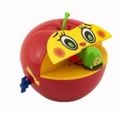 Pokladnička červené jablko s červíkem na klíček plast 11x10cm