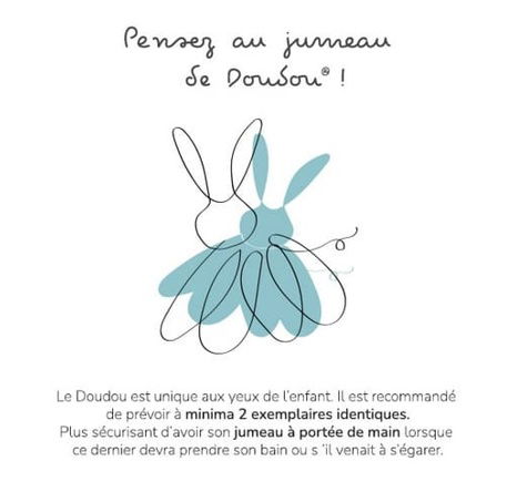 Doudou Dárková sada -  Plyšový králíček s tmavě modrou bambulkou 25 cm