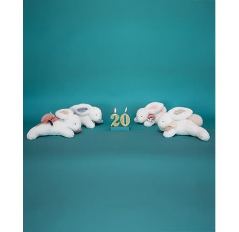 Doudou Dárková sada - Plyšový králíček s bílou bambulkou 25 cm