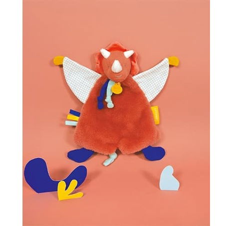Doudou Dárková sada - Plyšový usínáček dinosaurus oranžový 25 cm