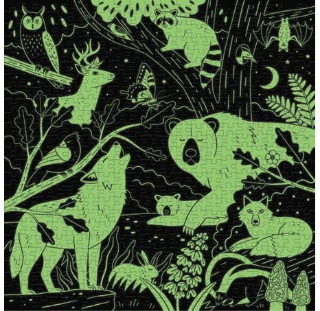 Mudpuppy Puzzle Lesní zvířátka -  svítí ve tmě 500 dílků