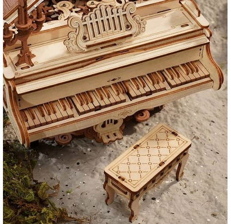 RoboTime 3D Dřevěné mechanické puzzle Kouzelné piáno (elektrický pohon)