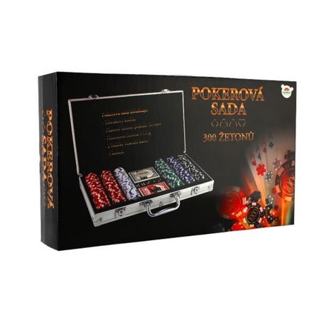 Poker sada 300ks + karty + kostky v hliníkovém kufříku v krabici