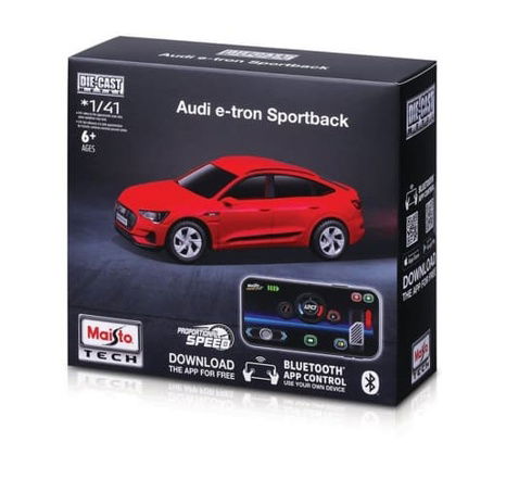 Maisto RC - DIE-CAST METAL mit Beleuchtung, 1:41, Audi e-tron Sportback, rot, 2,4GHz, USB, XTR, Blue