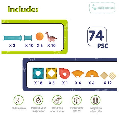 Magnetická stavebnice Dinosaurus 74 ks