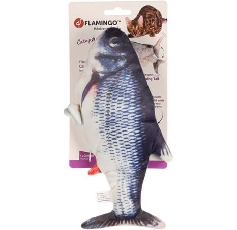Flamingo Flounder Elektronická hračka pro kočky Ryba Šedá 29cm