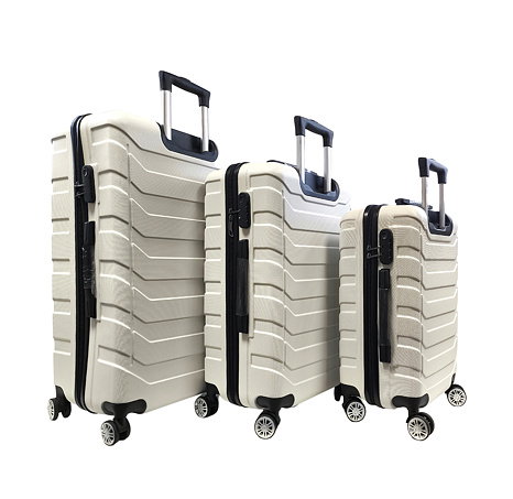 Bavy Cestovní kufr skořepinový Ribs White - set 3 ks