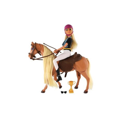 Kůň česací a panenka žokejka Anlily kloubová s doplňky