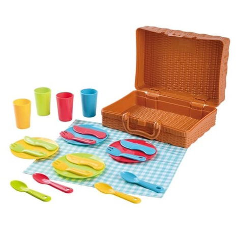 Piknikový košík se sadou nádobí plast 22ks 24x18x8cm 24m+