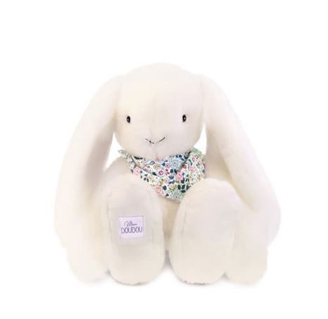 Doudou Plyšový bílý králík s šátkem  50 cm