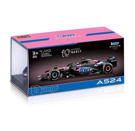 Bburago - RACE Formule F1 v dekorativním boxu, Team Alpine A524 (2024), #10 Pierre Gasly, 1:43