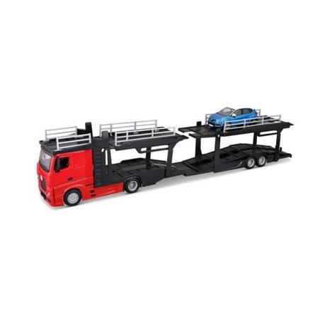 Bburago - STREET FIRE, Kamion s návěsem Multicar Carrier M-B Actros + Reanult Captur, 1:43