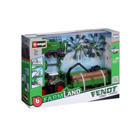 Bburago - FARMLAND, Set FENDT 1050 VARIO se třemi přívěsy, 10 cm
