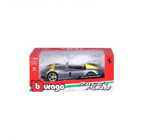 Bburago - RACE+PLAY, Ferrari Monza SP1, stříbrná, 1:24