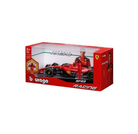 Bburago - FORMULA RACING, F1 Ferrari SF-23 (2023) s figurkou jezdce, #55 Carlos Sainz, 1:24