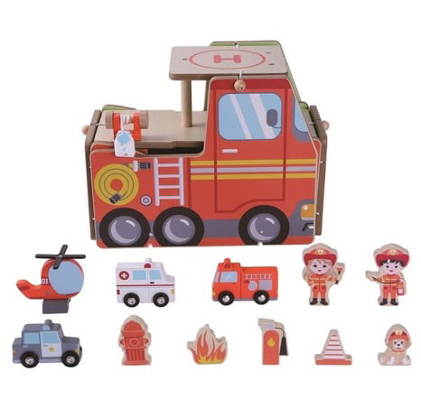 2Kids Toys Dřevěná stanice Hasiči 2 v 1