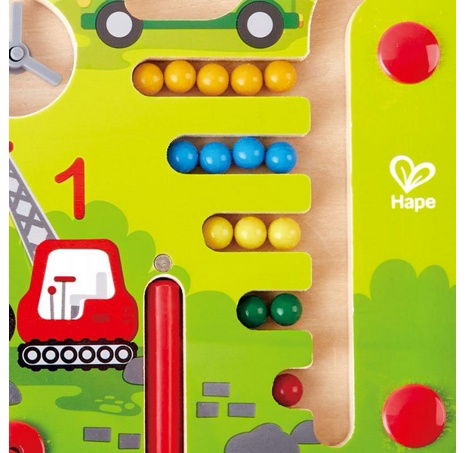 Nákladní auta - bludiště s magnetickou hůlkou a korálky
