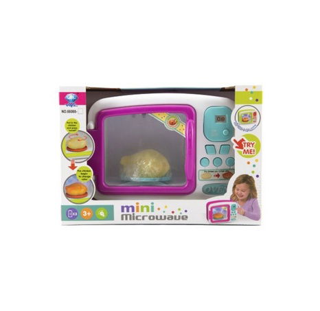 Batteriebetriebener Mikrowellenherd aus Kunststoff mit Ton und Licht in einer Schachtel