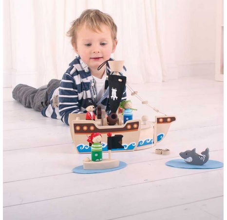 Bigjigs Toys Pirátská loď s piráty
