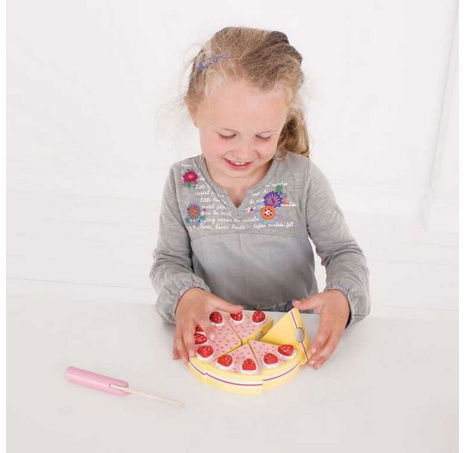 Bigjigs Toys Dřevěný krájecí dort s jahodami