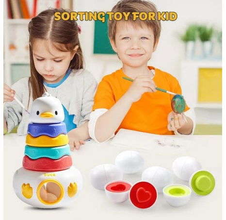 Bavytoy Pyramida kroužky 3v1 Kačenka a vajíčka