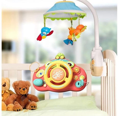 Bavytoy Interaktivní volant se světlem a zvuky červený