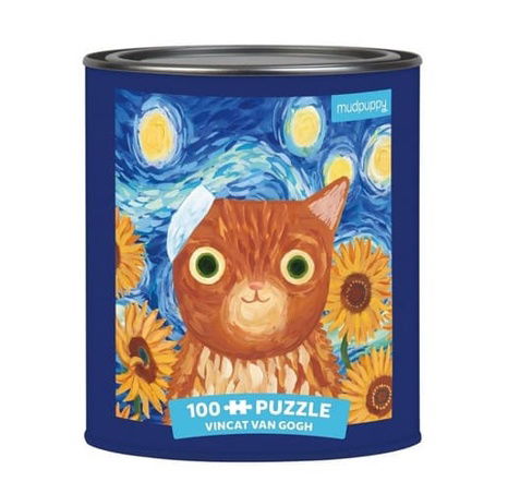 Mudpuppy Puzzle Vincat van Gogh Kunst Katzen in einer Dose 100 Teile