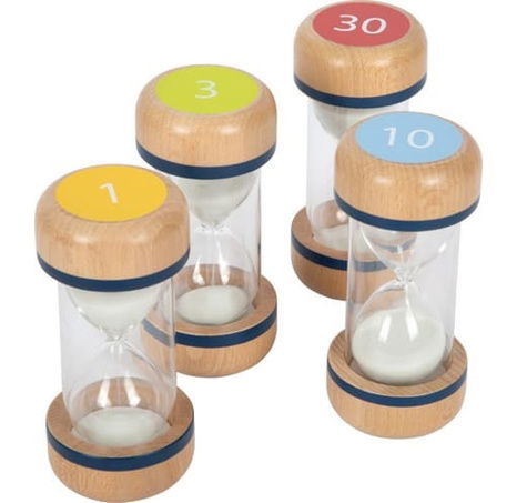 Kleine Fuß Sanduhr aus Holz Set XL
