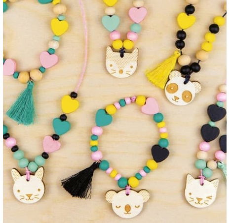 Petit Collage Kreativní kufřík Dřevěné šperky se zvířátky