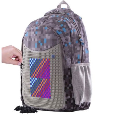 PIXIE CREW Kreativní studentský batoh  šedo-modrý