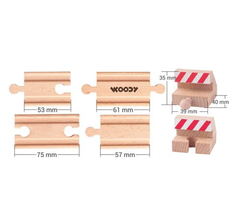 Příslušenství k dráze - Propojovací koleje a zarážky, 6ks