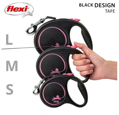 Flexi Vodítko Black Design S pásek 5m černo-růžové