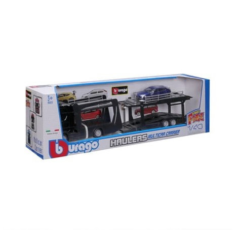 Bburago - STREET FIRE, Kamion s návěsem Multicar Carrier Scania 770S + Lamborghini Urus, 1:43
