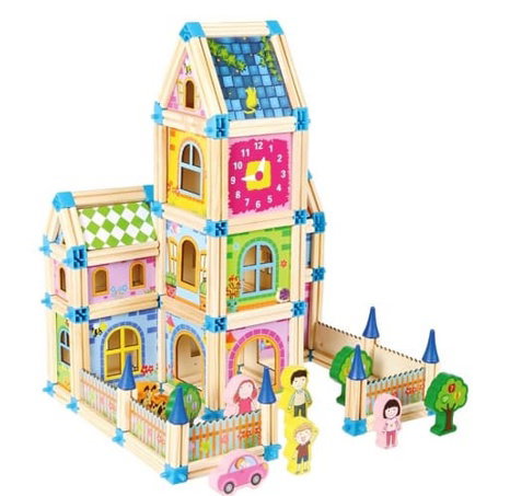 2Kids Toys Dřevěná stavebnice Zámek barevný