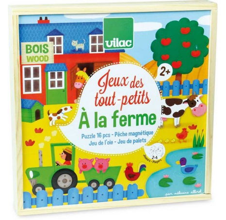 Vilac Dřevěný set zábavných her se zvířátky 4v1