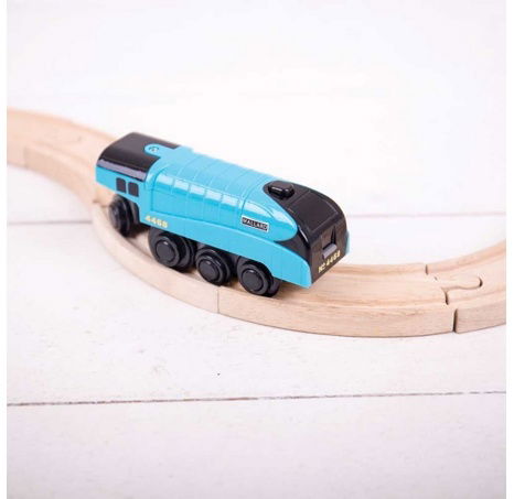 Bigjigs Rail Elektrická lokomotiva Mallard modrá
