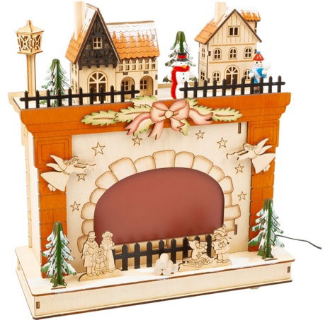 Small Foot Vánoční lampa zimní scéna u krbu