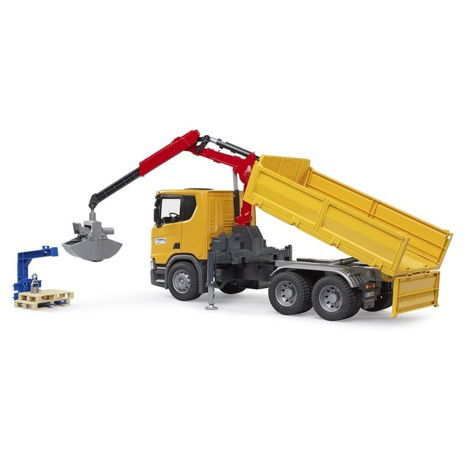 Bruder 3551 Stavební vůz Scania Super 560R s jeřábem a 2 paletami