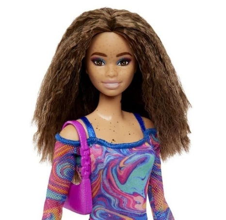 Barbie modelka - duhové marble šaty