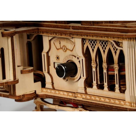 RoboTime 3D dřevěné mechanické puzzle Gramofon (elektrický pohon)