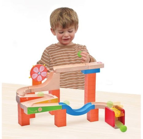 Wonderworld Dřevěná kuličková dráha TRIX - Svítící kolo