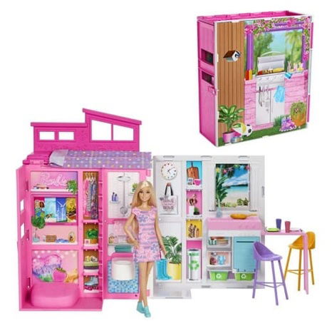 Barbies Haus mit einer Puppe