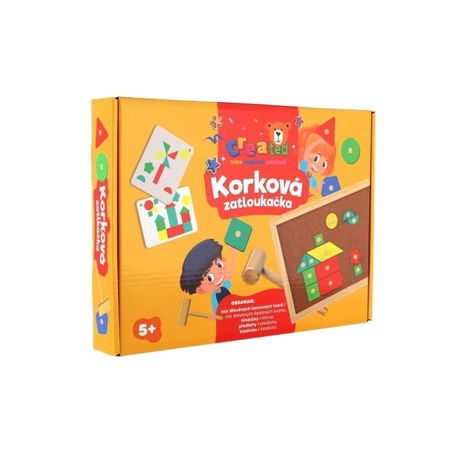 Korková zatloukačka created dřevo s doplňky v krabici 33x24x4,5cm