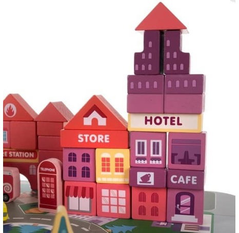 Dřevěné kostky - město 100ks