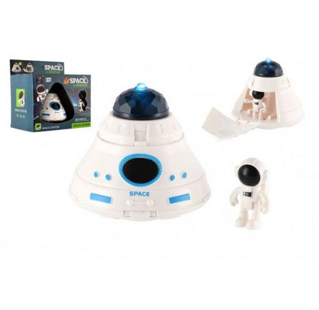 Set Weltraum-Plastik-Astronaut, Raumstation mit Batterien und Licht